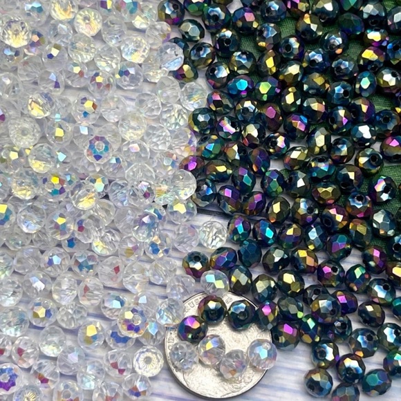 200 Multi Faceted Briollete Rondelle Crystal Glass Beads Jewelry Making DIY lot - Picture 9 of 12